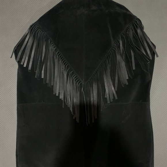 Vintage Black Suede Jacket with Fringe - Picture 2 of 2